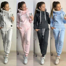 Load image into Gallery viewer, Women&#39;s Fleece Hooded Running Suit Set
