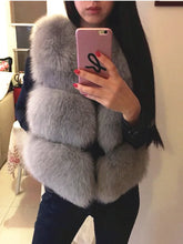 Load image into Gallery viewer, ZADORIN 3XL Autumn Winter Thick Warm Faux Fox Fur Vest Women High Quality Fashion V-Neck Short Fur Coat Female Fur Waistcoat
